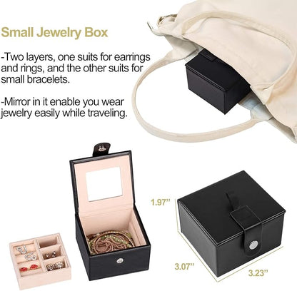 Homde 2 in 1 Huge Jewelry Box/Organizer/Case Faux Leather with Small Travel Case - Gift for Girls or Women (Black)