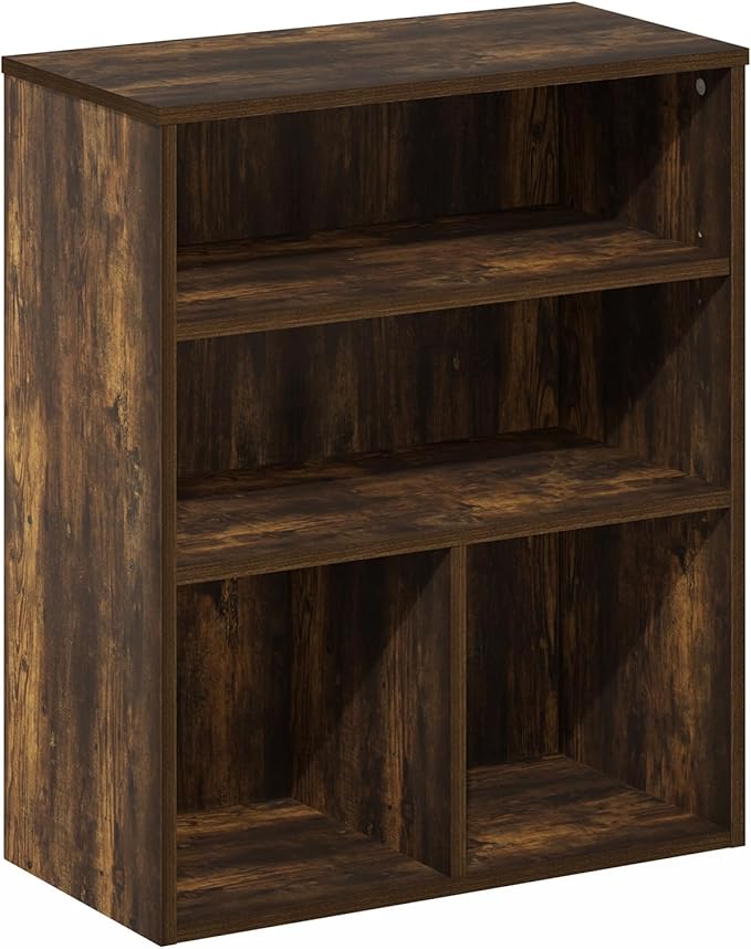 Furinno PASIR Book Shelf, 3-Tier Display Bookshelf, Bookcase, 11.8 x 23.6 x 28.1, for Living Room, Bedroom, Home Office, Amber Pine