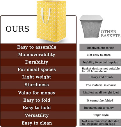 Waterproof Laundry Hamper Collapsible Laundry Basket Extended Cotton Handle Laundry Bag Large Clothes Storage Toy Organization for Bathroom Bedroom Laundryroom College Dorms