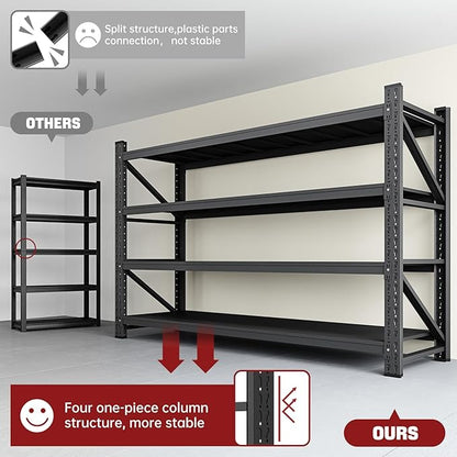 RAVIGIN 9000LBS Storage Shelves, 75" W Garage Shelving Heavy Duty Metal Adjustable Garage Shelves, Shelving Units Industrial Shelving for Warehouse, 75" W x 24" D x 70" H, Black
