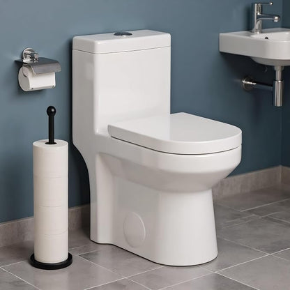 Songtec Toilet Paper Holder Stand, Black Floor Standing Tisse Roll Holder with Reserve for 4 Rolls, Compact Design Bathroom Toilet Paper Storage - Black