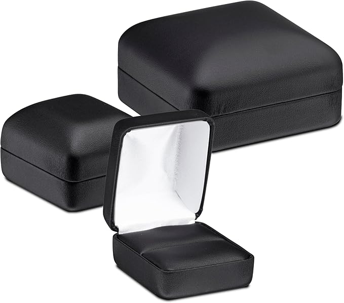 Pendant Necklace Box – Black PU Leather Rounded Jewelry Gift Box with Satin Top & Chain Slit – Luxury Pendant Display Case for Wedding, Anniversary, Birthday