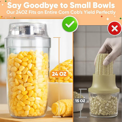 YYP Corn Cob Stripper, Corn Peeler for Corn on the Cob, with Bowl Fast No-Mess Kernel Cutter Tool for Effortless Prep with Serrated Blade for Home & Kitchen