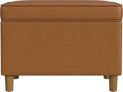 Spatial Order Home Decor | Dinah Collection Modern Storage Ottoman | Ottoman with Storage for Living Room & Bedroom(Carmel Faux Leather)