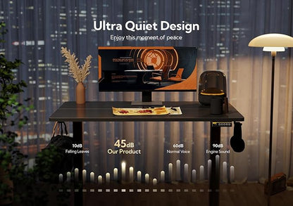 Claiks Electric Standing Desk, Adjustable Height Stand up Desk, 40x24 Inches Sit Stand Home Office Desk with Splice Board, Black Frame/Black Top