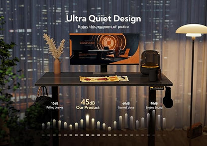 Claiks Electric Height Adjustable Stand Up Desk, 35x20 Inches Sit Stand Desk for Home Office, Black Top/Black Frame