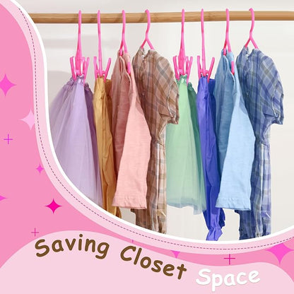 Hsei 5/10/40 Pack Baby Hangers with 10/20/80 Clips, Plastic Kids Pants Hangers for Nursery Closet Top and Bottom Clothes Hanger Set for Newborn Infant Toddler(120 Packs Total,Pink,10.6 Inch)