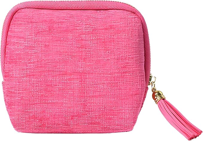 Travel Jewelry Case, Small High-End Large-Capacity Tassel Storage Bag Gifts for Women, Pouch Bags with Zipper, Velvet Jewelry Organizer Storage Bag for Bracelet Rings Earring (Light Red)