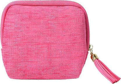 Travel Jewelry Case, Small High-End Large-Capacity Tassel Storage Bag Gifts for Women, Pouch Bags with Zipper, Velvet Jewelry Organizer Storage Bag for Bracelet Rings Earring (Light Red)