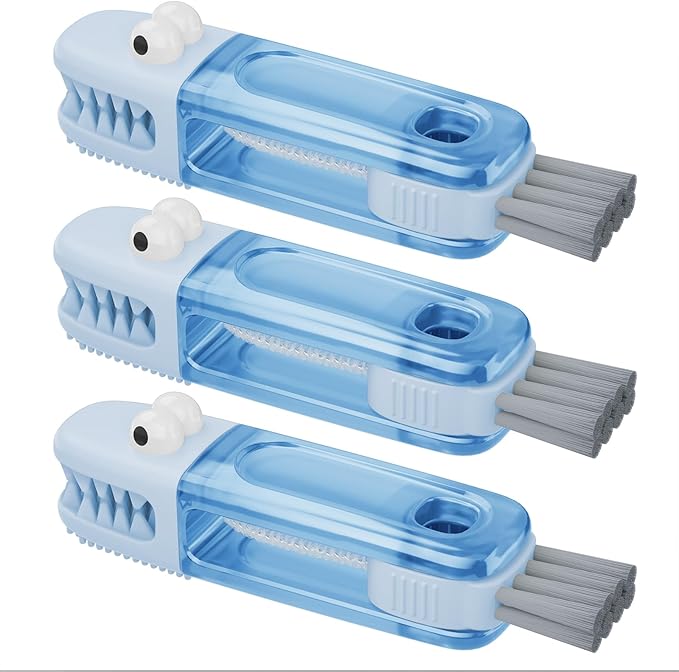 3 in 1 Cup Lid Gap Cleaning Brush Set, Multifunctional Bottle Cleaning Brush, Silicone Cup Lid Gap Cleaner, Home Kitchen Crevice Cleaning Tools (Blue)