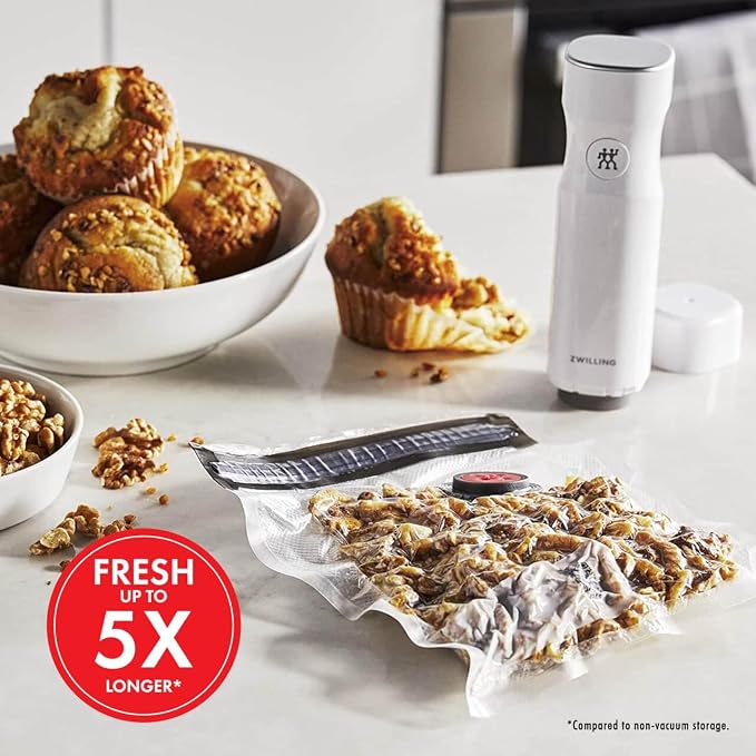 ZWILLING Fresh & Save 30-Piece Small Vacuum Sealer Bags, 1/2 Gallon Reusable Snack Bags, Meal Prep