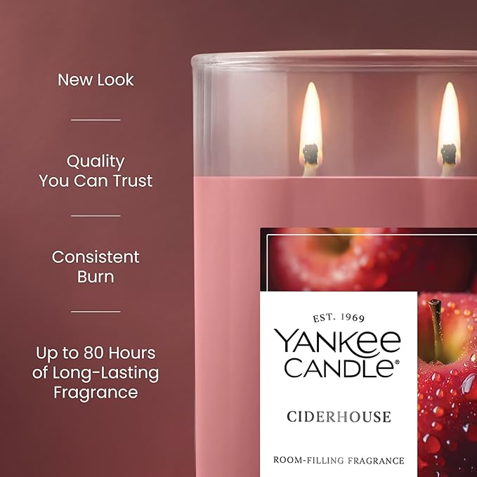 Yankee Candle Large Tumbler Scented Candle with up to 80 Hour Burn Time, Premium Plant Wax Blend for Consistent Burn, 20 oz Tumbler Candle with Room Filling Fragrance, Ciderhouse