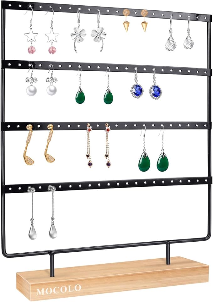 Mocolo Earring Holder Stand, Earring Organizer Display Holder Stand for Hanging Earrings(88 Holes & 4 Layers)