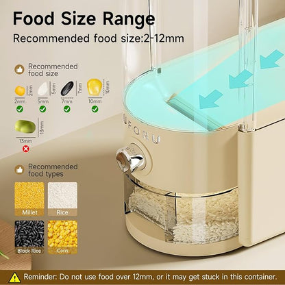 UFORU Rice Dispenser 10 lbs | Large Rice Storage Container for Kitchen&Pantry - Space-saving, Moisture & Pest-proof, BPA-Free - Dry Food Dispenser with One-Touch Dispenser & Measuring Cup for Families