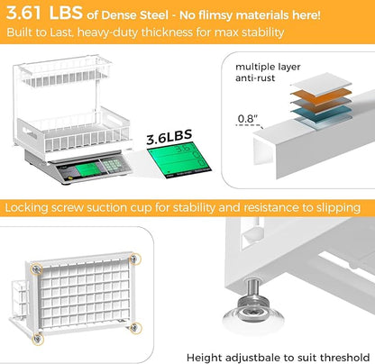 Under Sink Organizer Storage 2-Tier Premium Metal Pull-Out Kitchen Cabinet Organizer with Sliding Drawer, Height Adjustable, Heavy Duty for Kitchen & Bathroom Organizers 2 Pack White