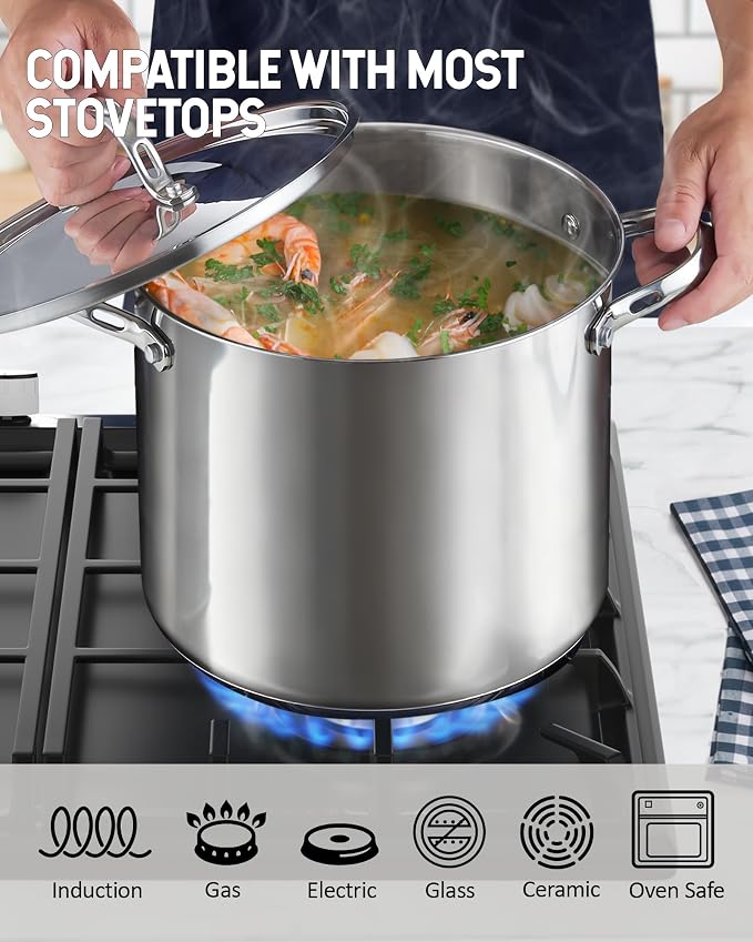 Cooks Standard Classic 24 Quart Stock Pot with Lid, Large Stainless Steel Pot