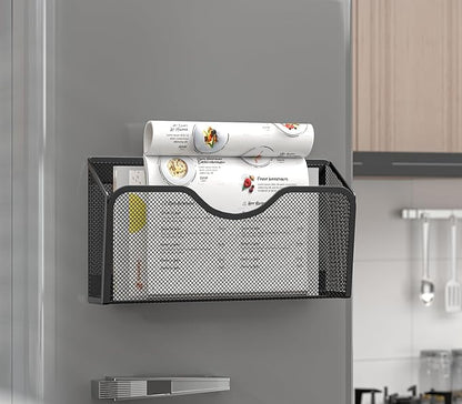 JANE EYRE Magnetic File Holder - 3PCS File Paper Mail Organizer No Drilling Magazine Paper Document Holder/Magnetic Hanging File Organizer for File Cabinets, Office, Whiteboard, BLACK