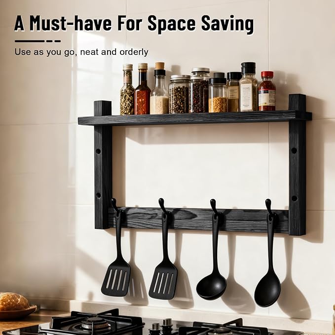 28" Coat Rack Wall Mount with Shelf, Entryway Key Holder Wall Mount Wood Wall Coat Hooks with 7 Hooks 3 Key Hanger, Wall Mounted Coat Rack Mail Holder for Living Room, Bedroom