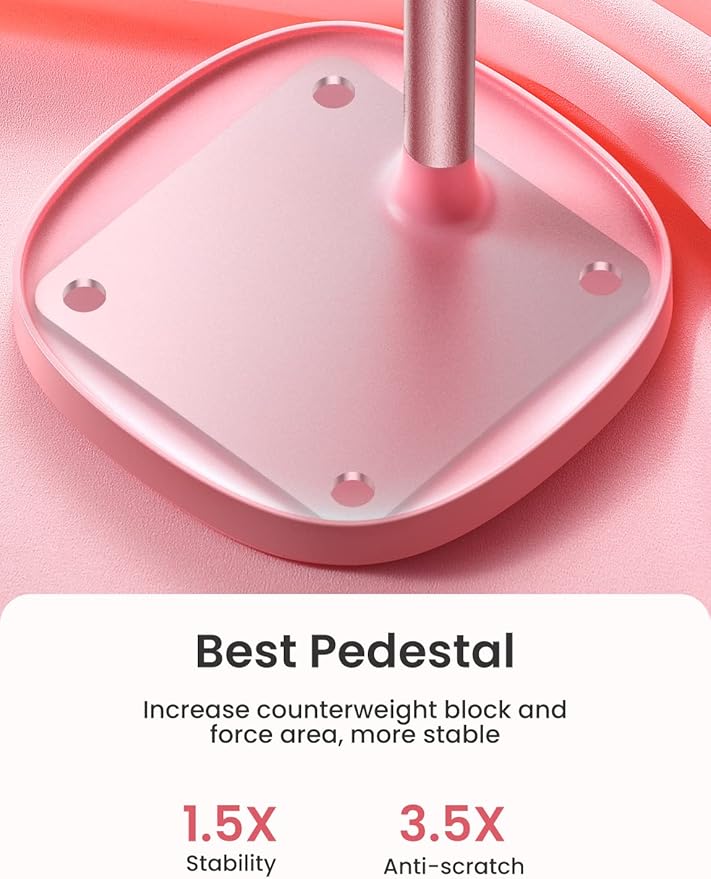 LISEN Pink Phone Stand for Home Desk, Room Vanity Decor Kitchen Accessories, Cute Phone Holder Bathroom Living Dorm Room Essentials Offices Desk Accessories for iPad mini 4-10 in Pink Gifts