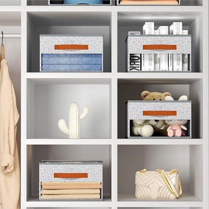 Homsorout Drawer Organizers and Storage - 8 Pack Foldable Pants Organizer with Clear Window & Handles, Fabric Closet Organizer for Clothes, Jeans, Sweaters, Towels, T-shirt, Scarf (Ant Light Gray)