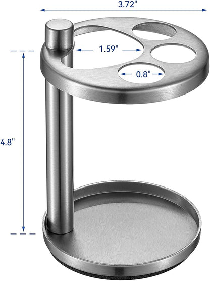 Toothbrush & Toothpaste Holder for Bathroom Countertop, Metal Electric Toothbrush Stand with Razor Slot, Ideal Design Caddy for Kids & Family, Brushed Silver