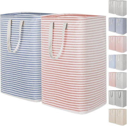 Lifewit 2 Pack Laundry Hamper Large Collapsible Laundry Baskets, Freestanding Waterproof Clothes Hamper with Easy Carry Handles in Laundry Room Bedroom Bathroom College Dorm, Pink&Blue, 2 x 80L