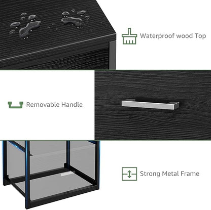 BOLUO Stackable Storage Drawers Narrow Closet Organizers and Storage Fabric Black 2 Drawer Dresser for Bedroom Modern