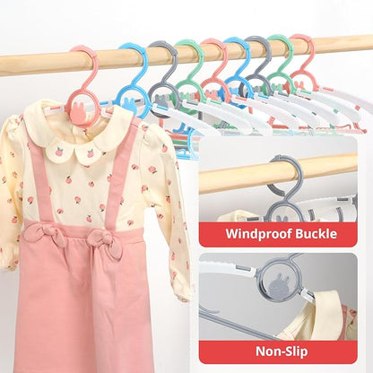 Baby Hangers for Closet Adjustable, Extendable & Stackable Kids Hangers, 11~14inch Non-Slip Plastic Kid Hangeres, Toddler Hangeres for Infant Baby Toddler Children Nursery Teen, Mix Colors, 40PACK