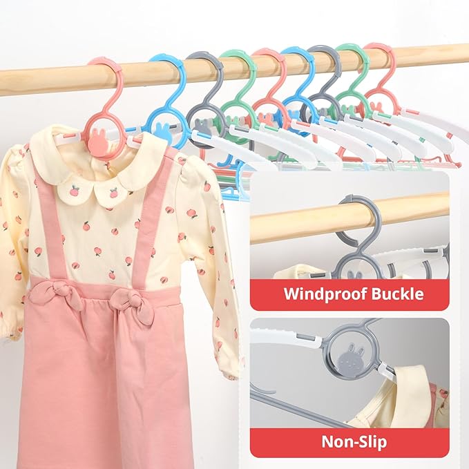 Baby Hangers for Closet Adjustable, Extendable & Stackable Kids Hangers, 11~14inch Non-Slip Plastic Kid Hangeres, Toddler Hangeres for Infant Baby Toddler Children Nursery Teen, Mix, Pack of 60