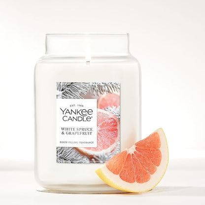 Yankee Candle White Spruce & Grapefruit, Scented Candle, 22oz Large Jar with up to 150 Hour Burn Time, Giftable