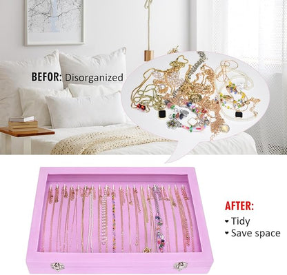 Vicoter Velvet Necklace Display Jewelry Tray 20 Hook Necklace Tray Necklace Pendant Jewelry Tray for Women and Girls