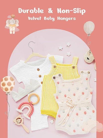 HOUSE DAY 11 Inch Velvet Baby Hangers 50 Pack Beige, Premium Kids Hangers for Children, Infant & Toddler Clothes, Durable Non Slip Small Baby Felt Hanger for Closet, Ideal for Everyday Use