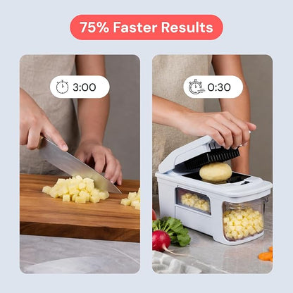 Fullstar XL Vegetable Chopper & Mandoline Slicer – Vegetable, Onion, Potato, Food, Veggie & Fruit Slicer, Dicer & Spiralizer with Pull-Out Catch Tray, Kitchen Gadgets & Gifts (8 in 1, Black/White)