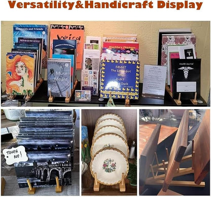 6 Pack Dish Rack Bamboo Drying Rack Wooden Plate Dish Rack Cabinet Organizer Kitchen Pot Lid Stand for Dish, Plate, Cup, Bowl, Cutting Board