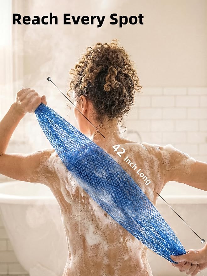 Cleangor 3Pcs African Net Sponge Authentic with Knots - Exfoliating Body | Scrubber for All Skin Types, African Bath Sponge, Wash Cloth, Gentle Exfoliation Shower Rag for Women Daily Use