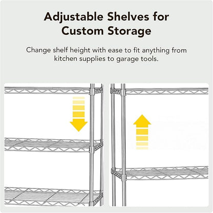 Displays By Jack 4 Tier Wire Shelving Unit Storage Rack, Metal Heavy Duty Utility Organization Units for Products Plant Standing Shelf, Pantry, Garage, Shelf Stand, Black, 14" W x 30" L X 48" H