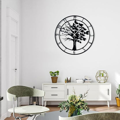 Blorple 16inch/40cm Tree of Life Large Wall Clocks for Living Room Decor,Bedroom,Battery Operated,Metal,Decorative Analog,Silent,Non Ticking Big Wall Clock(Tree of Life, 16 inches)