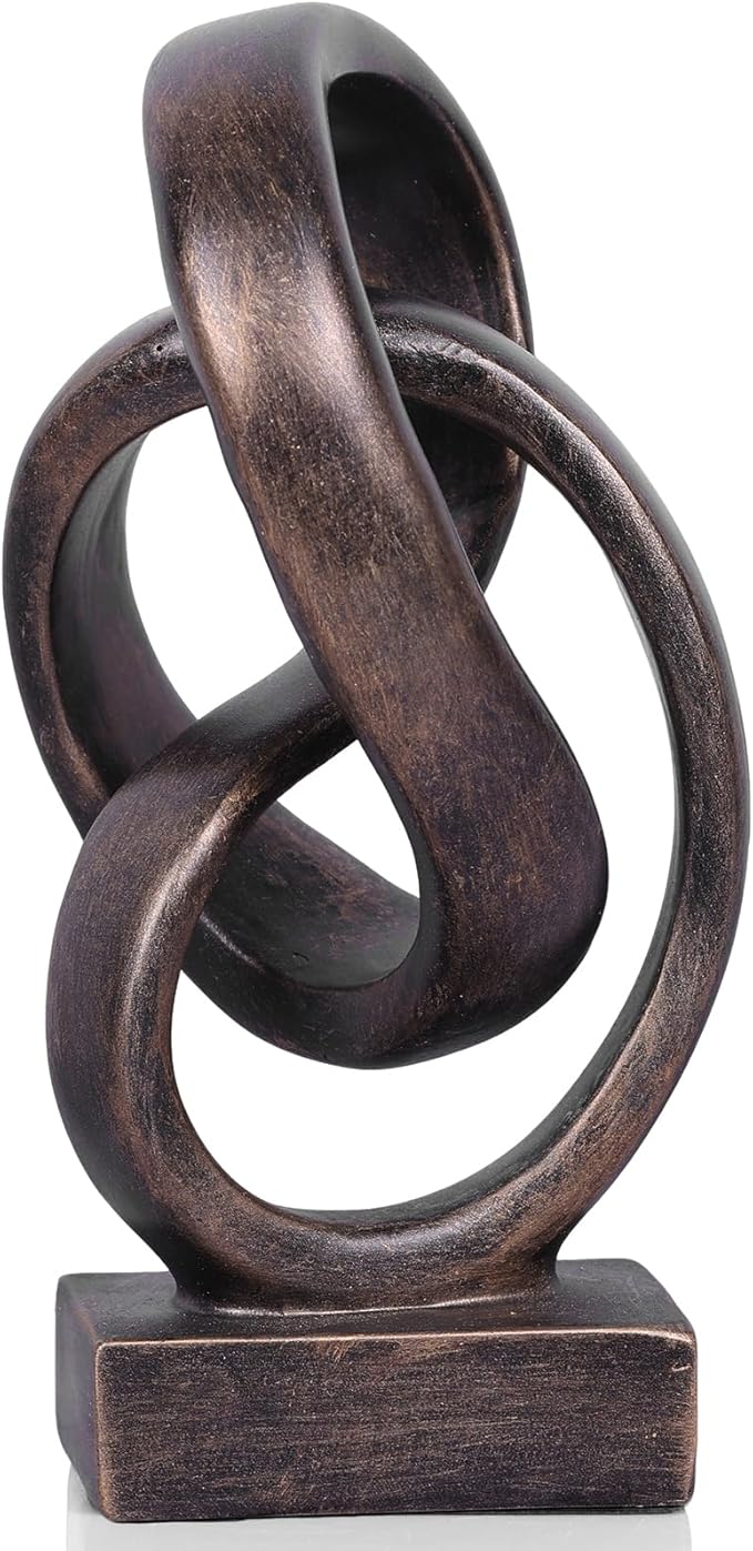DOVDOV Abstract Bronze Rope Knot Statue, Geometric Decor, Living Room Coffee Table Bookshelf countertop Bronze Decor, Office Coffee Table entryway entryway Desktop Decor.