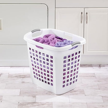 Sterilite Ultra Easy Carry Laundry Hamper, Comfort Handles to Easily Carry Clothes Between the Bedroom and Laundry Room, Plastic, White, 8-Pack