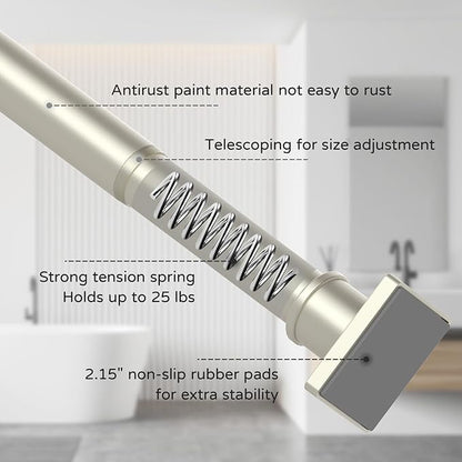 UIOSANRT Brushed Nickel Shower Curtain Rod 31-79 Inches Non-Slip Shower Rod Tension Mounted No Drill Tension Shower Curtain Rods Spring Tension Rod for Windows Bathroom