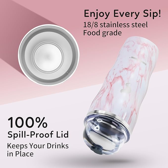 20Oz Insulated Tumbler With Straw And Lid,Stainless Steel Straws for Tumbler,Double Wall Vacuum Travel Mug,Spill Proof Tumble, Travel Cup for Iced Coffee, Jelly Pink
