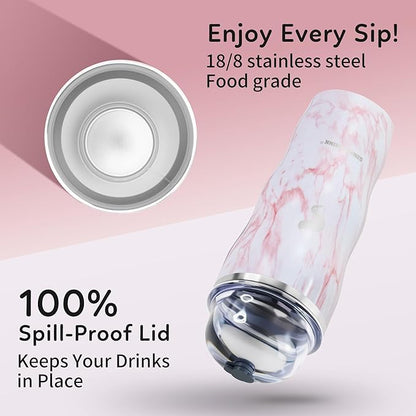 20Oz Insulated Tumbler With Straw And Lid,Stainless Steel Straws for Tumbler,Double Wall Vacuum Travel Mug,Spill Proof Tumble, Travel Cup for Iced Coffee, Jelly Pink