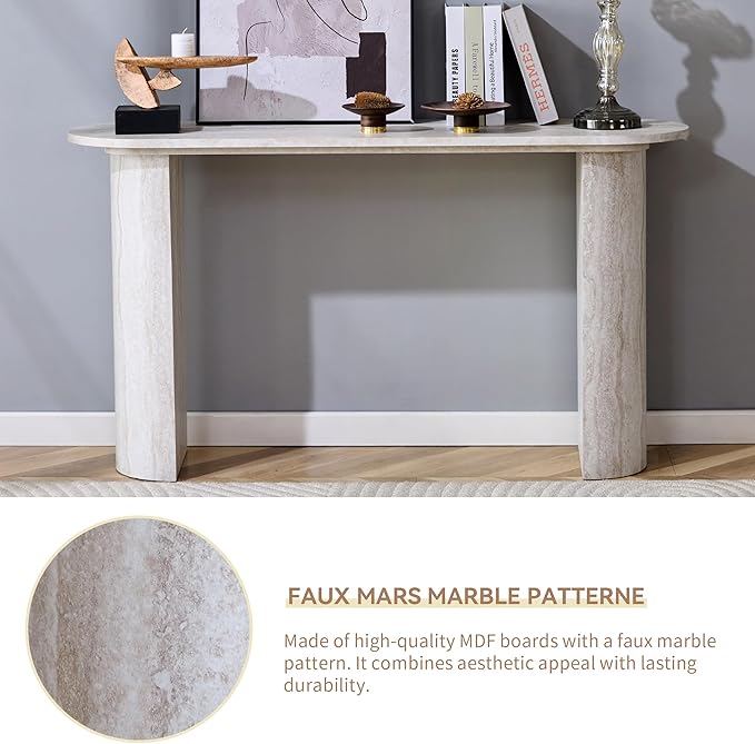 55 Inch Console Table, Modern Entryway Table with Rounded Corners, Narrow Sofa Table Behind Couch for Foyer, Hallway, Living Room,White