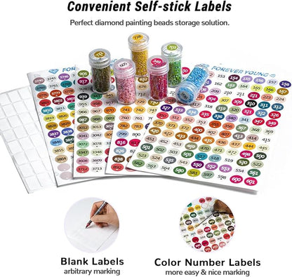 forever young Diamond Painting Storage Containers, 1 Pack 60 Grids Bead Organizer and Diamond Painting Labels, Bead Organizers and Storage for Diamond Art Accessories, Diamond Bead Storage