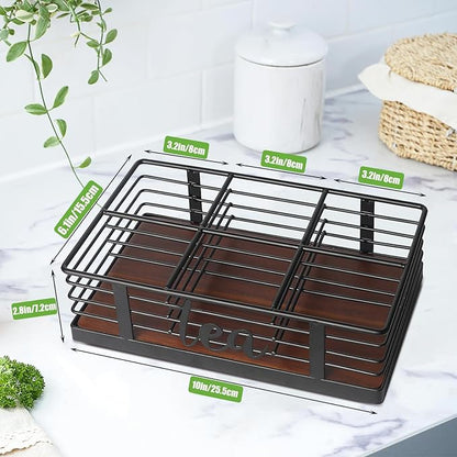6 Compartments Tea Bag Organizer Holder, Tea Packets Storage Holder Container Display Stand Rack for Kitchen Organization Coffee Bar Decor