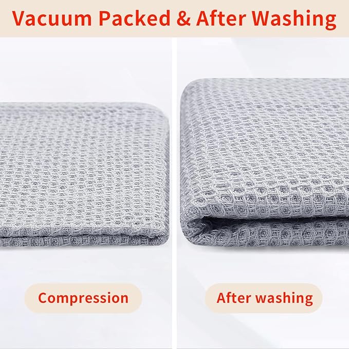 Homaxy 100% Cotton Waffle Weave Kitchen Dish Towels, Ultra Soft Absorbent Quick Drying Cleaning Towel, 13 x 28 Inches, 24-Pack, Light Gray