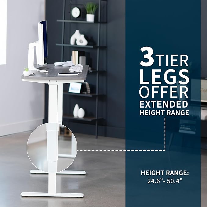VIVO Electric 60 x 24 in Dual Motor Sit Stand Desk, Memory Height Adjustment, 2B Series, Dark Gray Top White Frame, DESK-KIT-2W6G