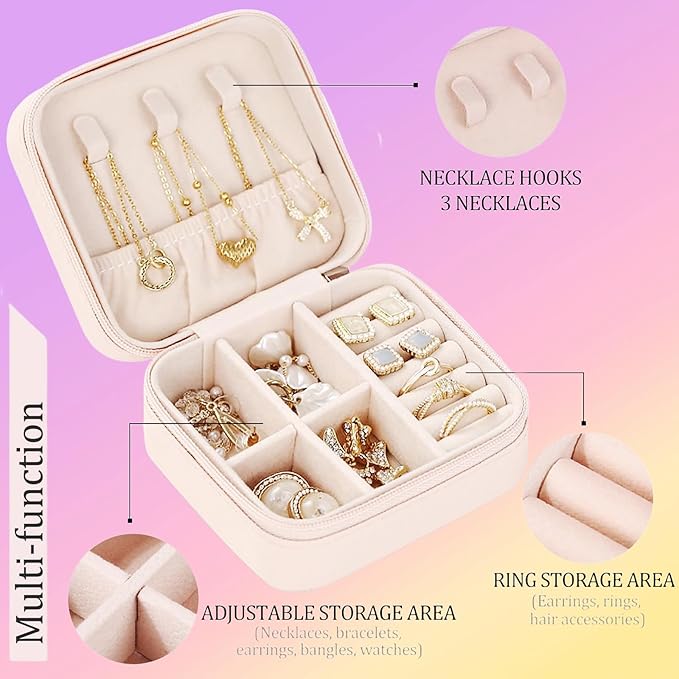 Custom Jewelry Box, Traveling Jewelry Case Leather Mini Jewelry Case with Name & Birth Flower Personalized Mothers Day Gifts, Birthday Gifts, Wedding Gifts for Women Mom Wife Girls