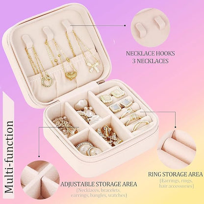 Custom Jewelry Box, Traveling Jewelry Case Leather Mini Jewelry Case with Name & Birth Flower Personalized Mothers Day Gifts, Birthday Gifts, Wedding Gifts for Women Mom Wife Girls