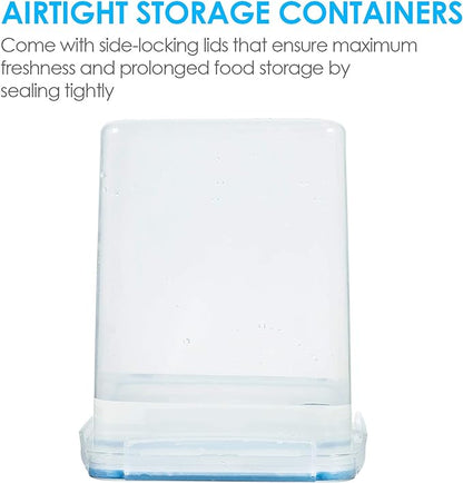 Vtopmart Large Food Storage Containers 5.2L / 175oz, 4 Pieces BPA Free Plastic Airtight Canisters for Flour, Sugar, Baking Supplies, Rice with Lids, 4 Measuring Cups and 24 Labels, Blue
